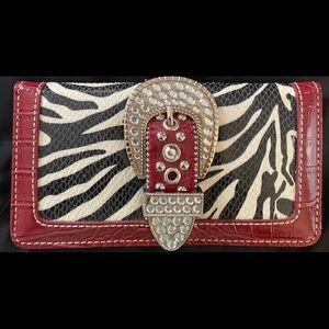 NEW:Zebra pattern with red Wallet. Vibrantly Beautiful!!!!